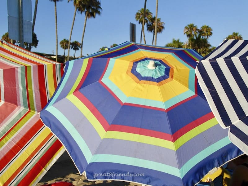 Colorful beach umbrellas.