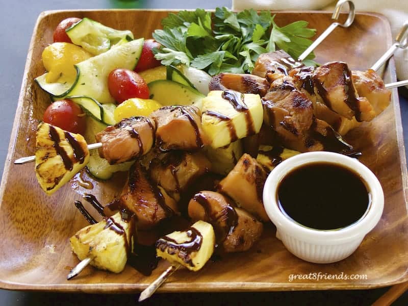 Teriyaki Chicken Skewers close up