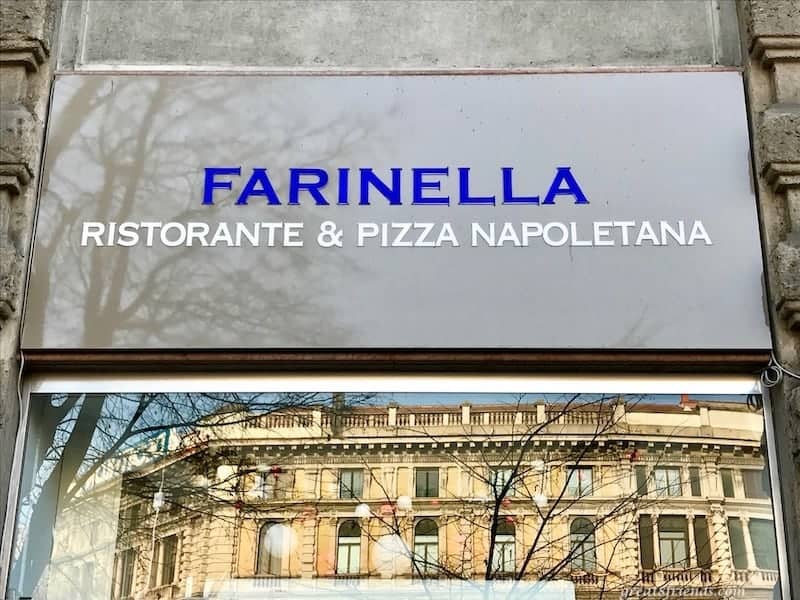 Sign of the Farinella Ristorante & Pizza Napoletana in Milan.