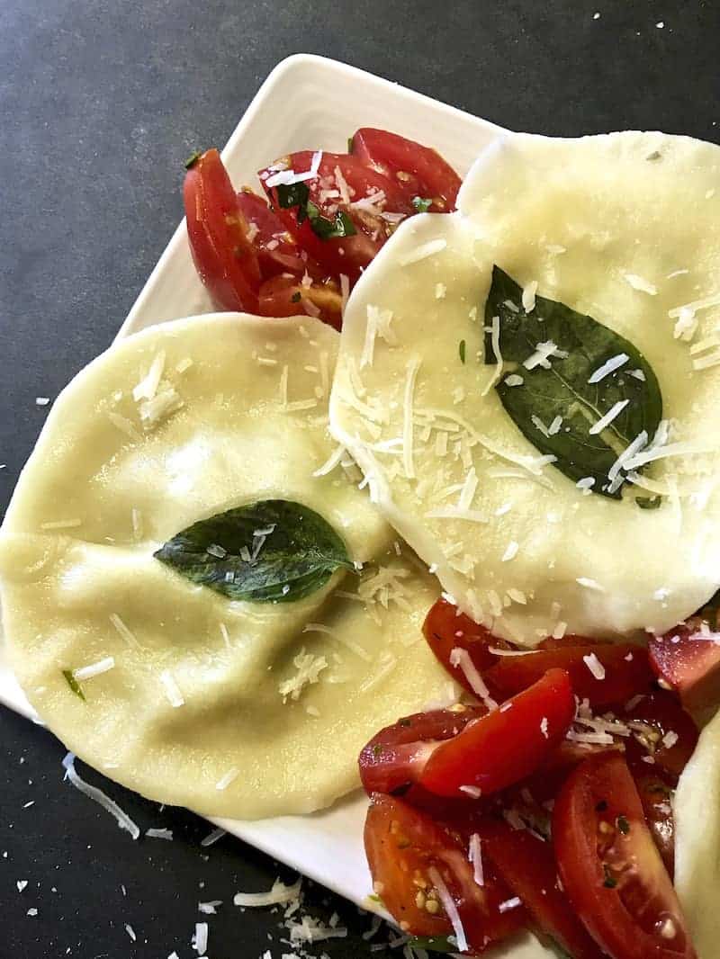 Close up of Mushroom and Ricotta Ravioli.