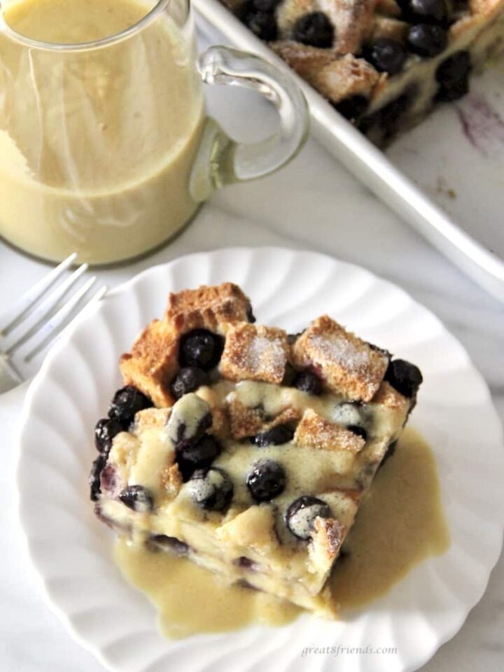 Blueberry Bread Pudding With Maple Whiskey Sauce Great Eight Friends