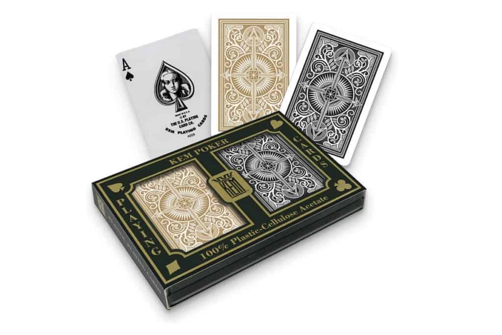 Two decks of playing cards.