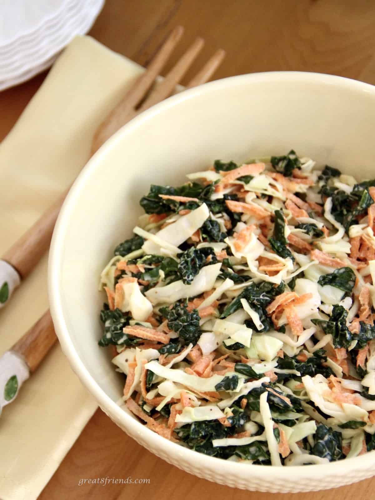 A bowl of kale slaw.