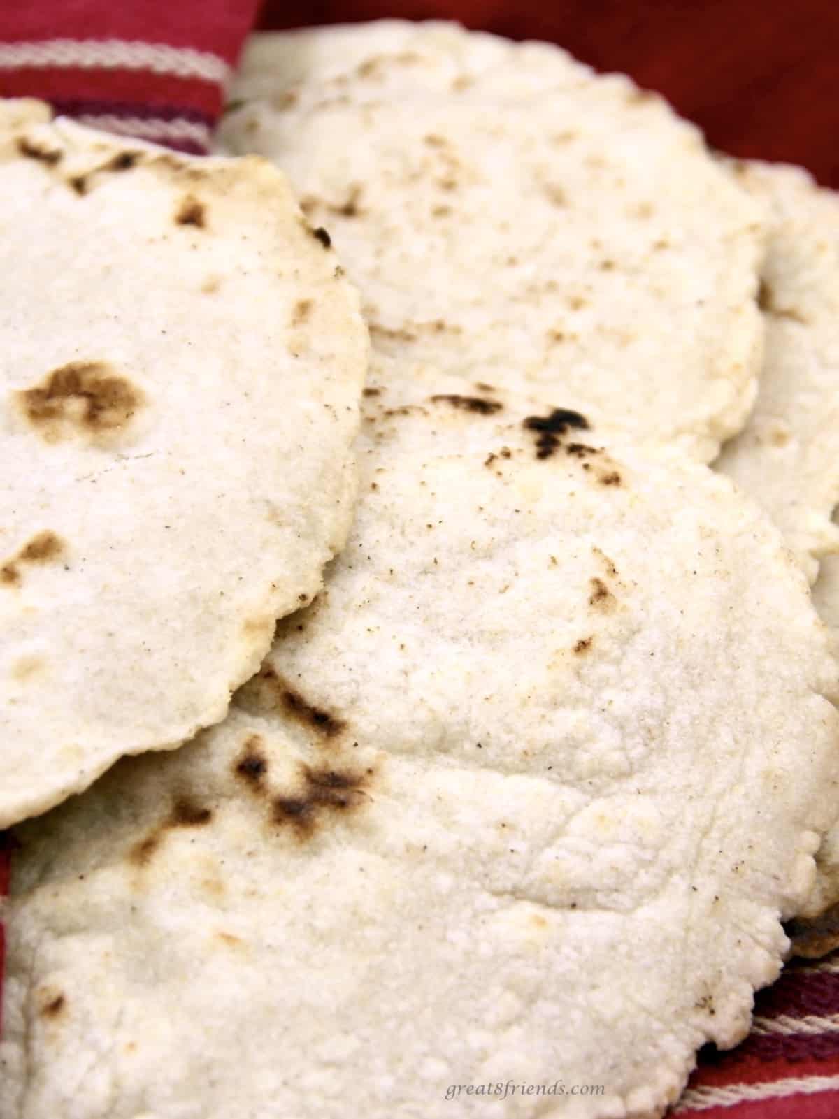 Unclose photo of homemade tortillas.